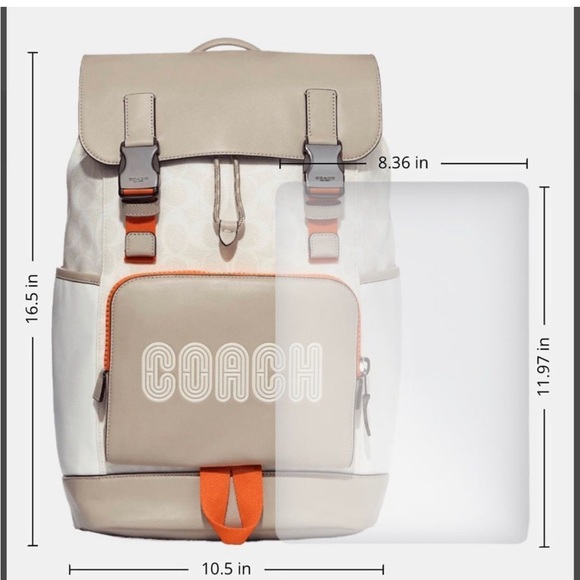 NWT COACH Mens Track Colorblock Chalk Off White Leather Travel Backpack Bag - Picture 6 of 6